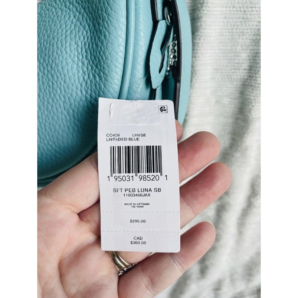 NWT Coach Luna Pebble Leather Silver Hardware Shoulder Bag - Faded Blue CC439 - Picture 3 of 6